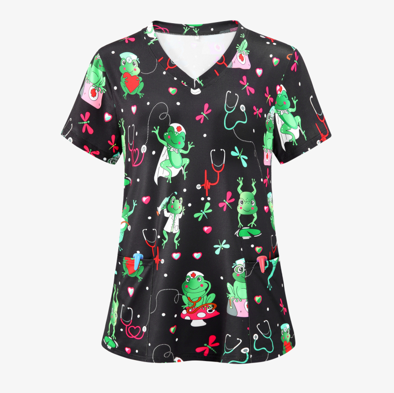 Bluză de damă pentru femei, mărimi mari, cu imprimeu de fluturi/flori/țestoase/leopard/dragoste/curcubeu/steaguri, decolteu în V, despicată