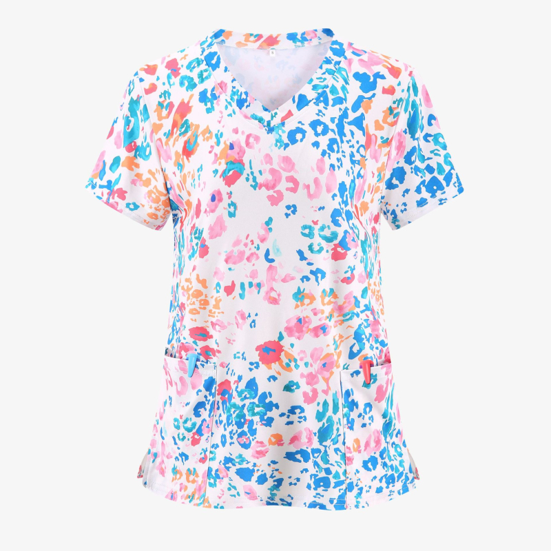 Bluză de damă pentru femei, mărimi mari, cu imprimeu de fluturi/flori/țestoase/leopard/dragoste/curcubeu/steaguri, decolteu în V, despicată