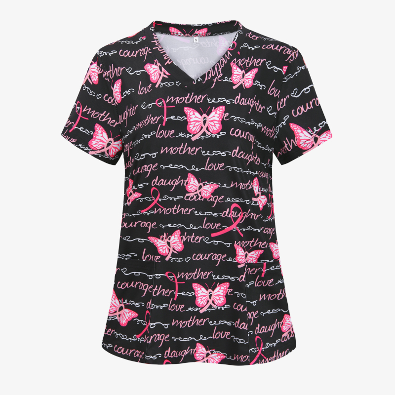 Bluză de damă pentru femei, mărimi mari, cu imprimeu de fluturi/flori/țestoase/leopard/dragoste/curcubeu/steaguri, decolteu în V, despicată