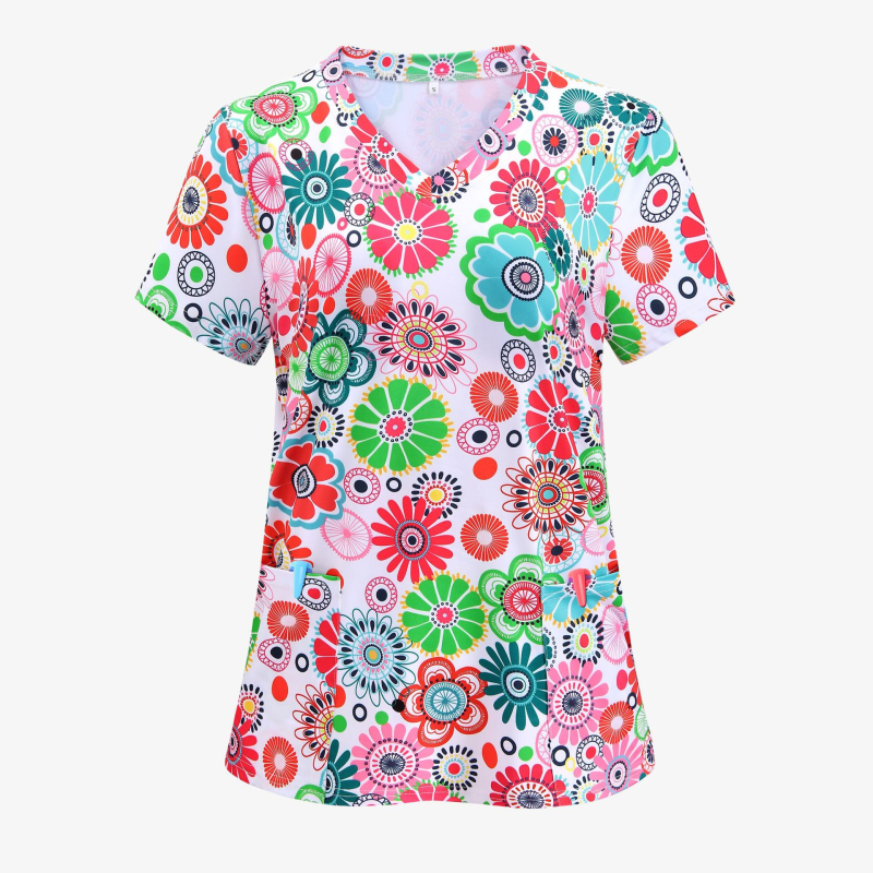 Bluză de damă pentru femei, mărimi mari, cu imprimeu de fluturi/flori/țestoase/leopard/dragoste/curcubeu/steaguri, decolteu în V, despicată