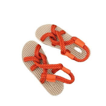 Γυναικεία σανδάλια από κάνναβη υφασμένα με σχοινί 2024, καλοκαιρινά νέα χειροποίητα ψάθινα παπούτσια Joker, υπαίθρια ρωμαϊκά σανδάλια παραλίας χονδρικής