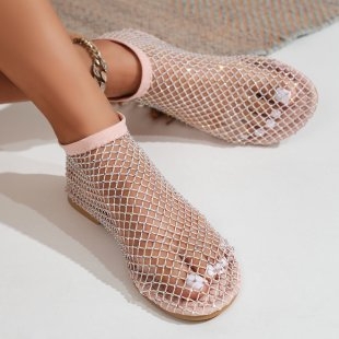 Sandale sexy cu strasuri goale, pentru femei, mărime plus, pentru comerț exterior, 2024, noi pantofi peep-toe personalizați, cu vârf slip-on, transfrontalieri europeni și americani