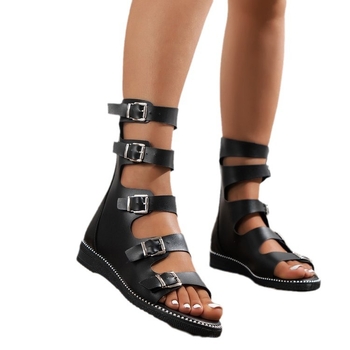 Γυναικεία σανδάλια εξωτερικού εμπορίου plus size, 2024, νέα, ευρωπαϊκά και αμερικανικά, vintage σανδάλια Liu Ding, με κοίλο φερμουάρ