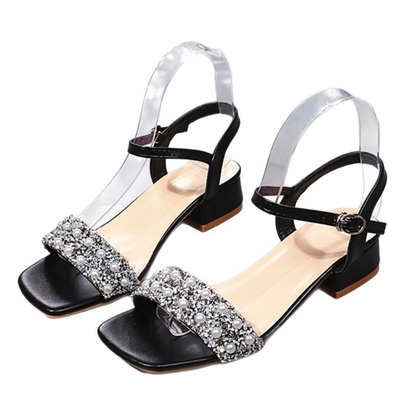 Sandale cu toc gros și gură de pește pentru femei, stil vară 2025, confortabile și la modă, mărime plus, în stoc, en-gros