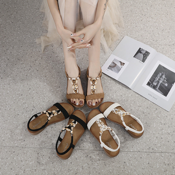 Spot Z2927-1 Νέα ευρωπαϊκά και αμερικανικά σανδάλια του 2025, γυναικεία ρετρό σανδάλια θαλάσσης με υφαντή αγκράφα, μοντέρνα, casual, με χάντρες