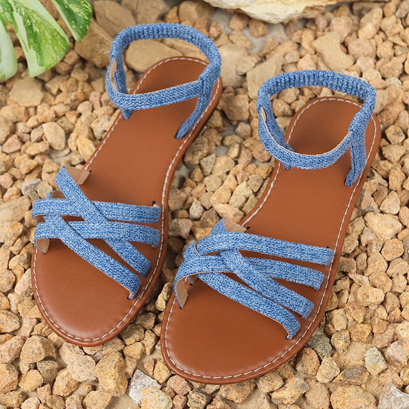 Vanjskotrgovinske ravne sandale za žene 2025. ljeto europske i američke vanjske trgovine, plus size riblja usta s otvorenim prstima, elastična stopala, ženske cipele na veliko