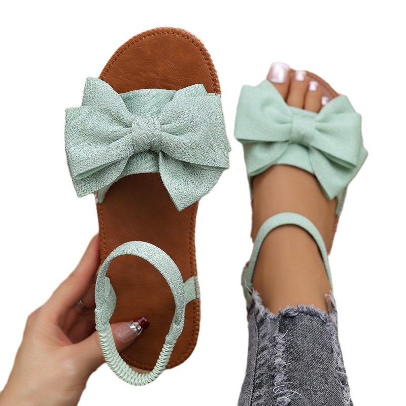 Ženske sandale prekrivene tkaninom, nove ljetne sandale s mekim dnom i mašnom, ravne pete, jednostruke, moderne vanjske sandale