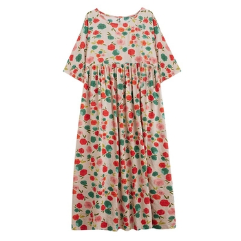 Višebojna raznolikost književnih retro pulovera kratkih rukava, haljine za inozemnu trgovinu, ljetna 2024., široka, plus size, suknja A-kroja za žene