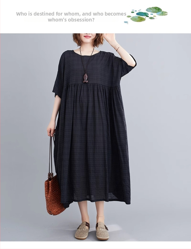 Višebojna raznolikost književnih retro pulovera kratkih rukava, haljine za inozemnu trgovinu, ljetna 2024., široka, plus size, suknja A-kroja za žene