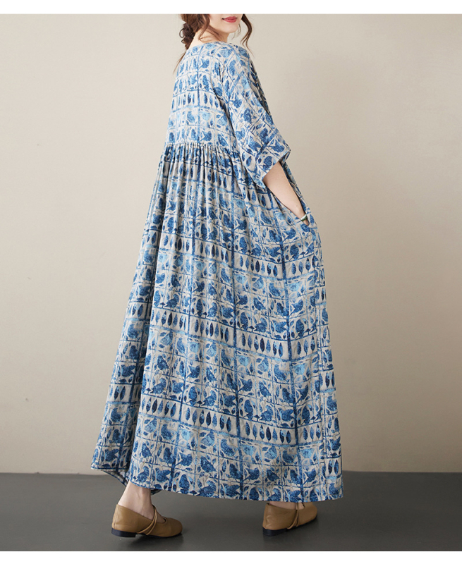 Višebojna raznolikost književnih retro pulovera kratkih rukava, haljine za inozemnu trgovinu, ljetna 2024., široka, plus size, suknja A-kroja za žene