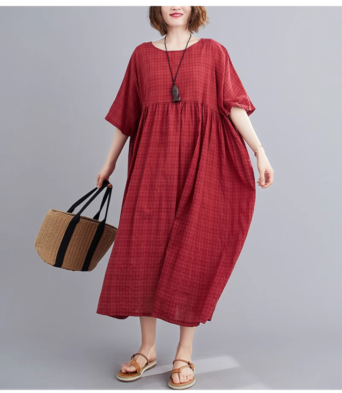 Višebojna raznolikost književnih retro pulovera kratkih rukava, haljine za inozemnu trgovinu, ljetna 2024., široka, plus size, suknja A-kroja za žene