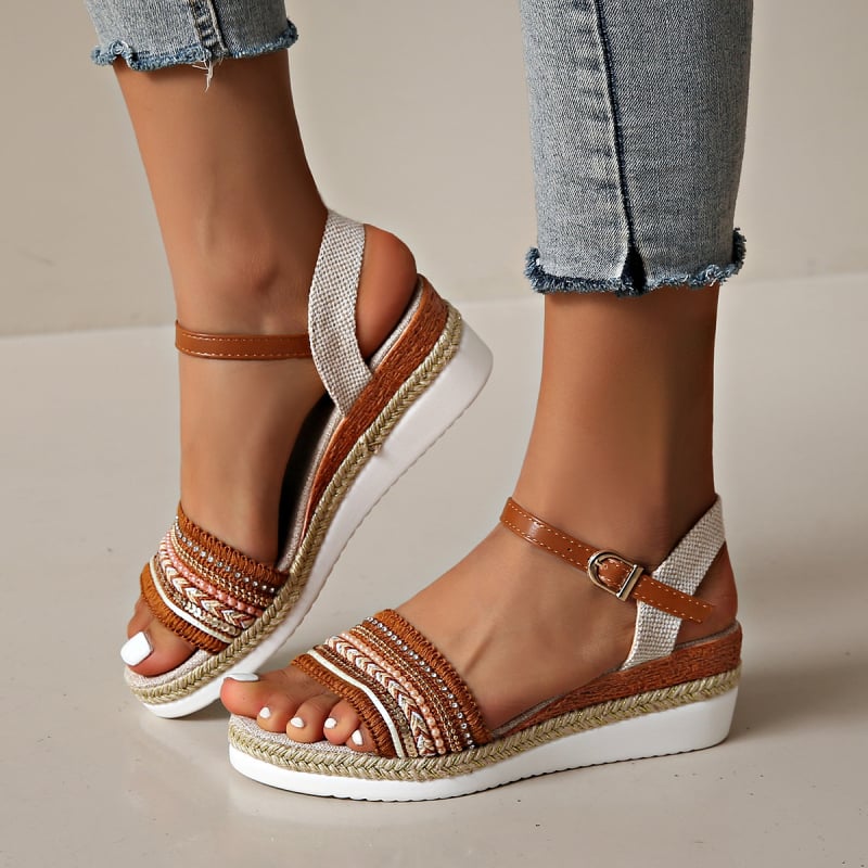 Sandale de vară pentru femei, cu talpă groasă, în stil nou, cu toc colorat plus size