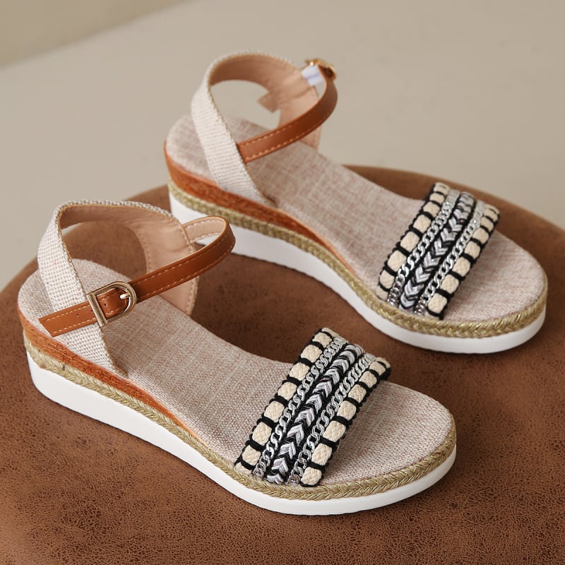 Sandale de vară pentru femei, cu talpă groasă, în stil nou, cu toc colorat plus size