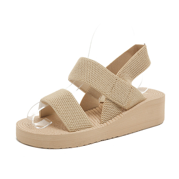 Cezhraničný zahraničný obchod 2024 Nové letné sandále s imitáciou slamy na kline Dámske módne ležérne plážové rímske topánky s hrubou podrážkou