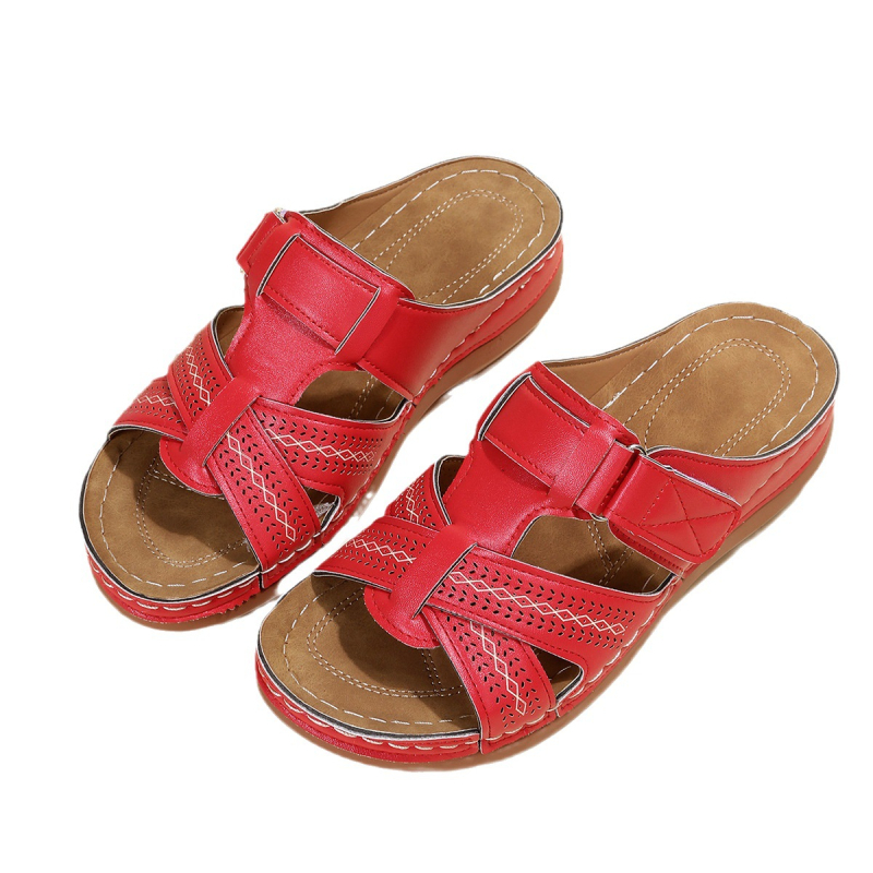 Dámska obuv Cross-border 2023, nový prírastok, vydlabané sandále a papuče s klinovým suchým zipsom a rybími ústami, dámske topánky veľkej veľkosti