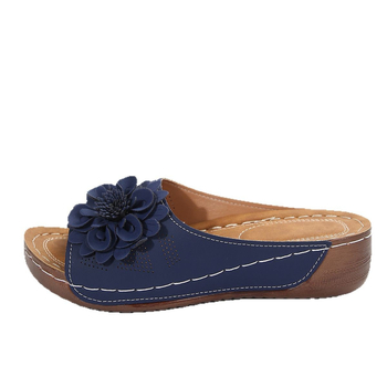 Užsienio prekybos plius dydžio moteriški batai 2025 m. pavasario ir vasaros nauji „Amazon“ tarpvalstybiniai pleišto kulniukai atviromis nosimis gėlėtomis šlepetėmis moterims, didmeninė prekyba