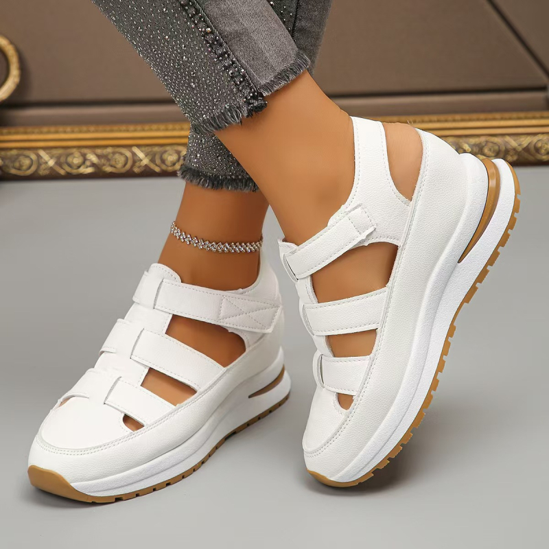 Sandale de damă cu talpă groasă, cu talpă plată, talie înaltă, mărime plus, pentru comerț transfrontalier, sandale de damă 2025, primăvara nouă, europene și americane, cu platformă, cu velcro roman