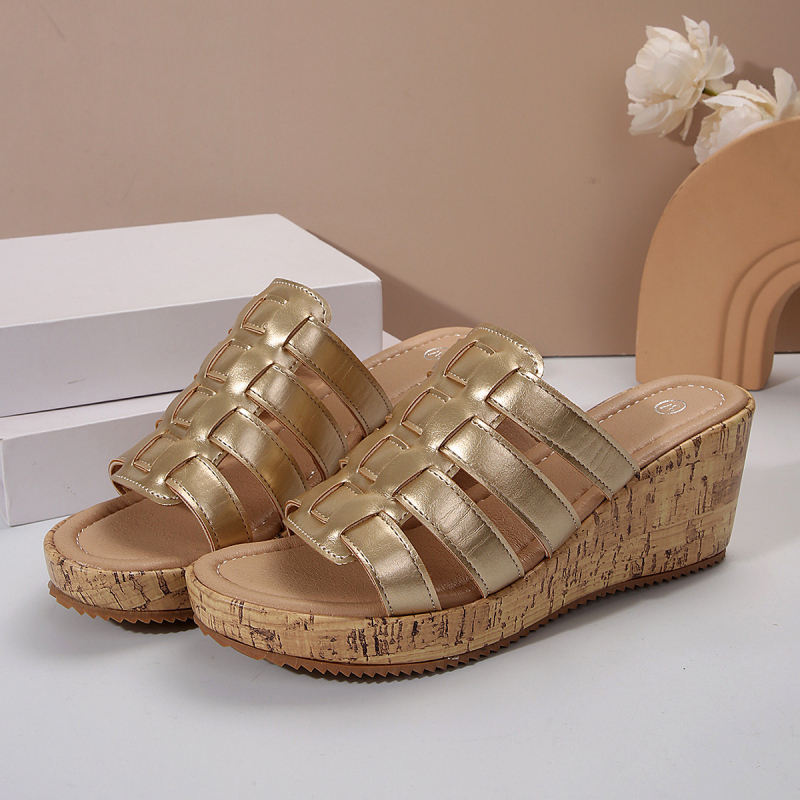 Ženske papuče za veće veličine, jednobojne pletene sandale s uzorkom ribljih usta, šuplje, ležerne, za plažu, papuče s tankom podlogom, za ljeto 2025.