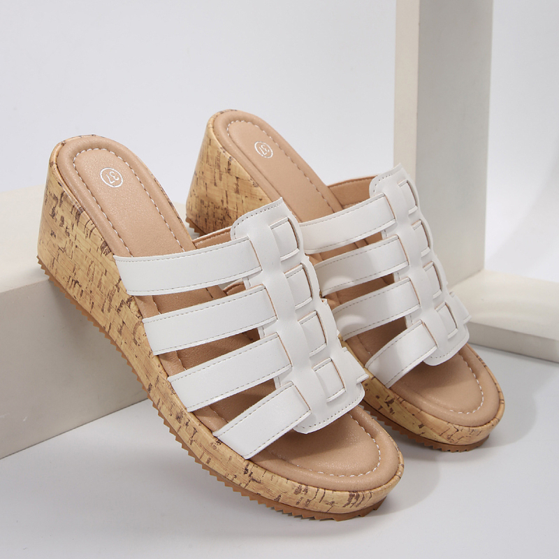 Ženske papuče za veće veličine, jednobojne pletene sandale s uzorkom ribljih usta, šuplje, ležerne, za plažu, papuče s tankom podlogom, za ljeto 2025.