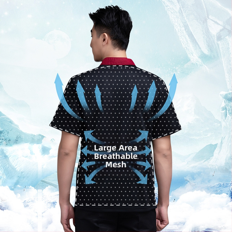 Нови работни дрехи за готвачи, щамповани, за мъже, летни, с къс ръкав, от ледена коприна, тънки, дишащи, за ресторант, хотел, задна кухня, жени