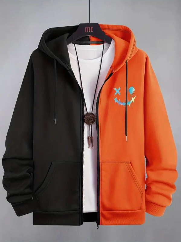 Amazon prekogranični novi kontrastni stil u boji dječja odjeća dugih rukava s kapuljačom, 3D printanjem, modni kardigan s otiskom za muškarce