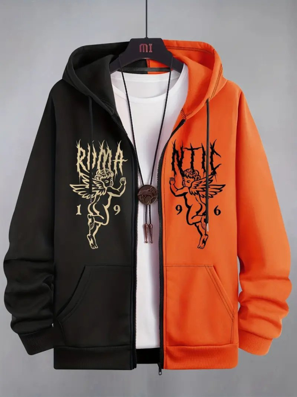 Amazon prekogranični novi kontrastni stil u boji dječja odjeća dugih rukava s kapuljačom, 3D printanjem, modni kardigan s otiskom za muškarce