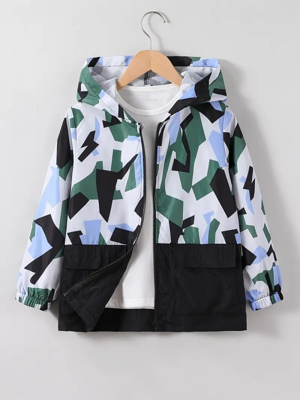 Amazon prekogranični novi kontrastni stil u boji dječja odjeća dugih rukava s kapuljačom, 3D printanjem, modni kardigan s otiskom za muškarce