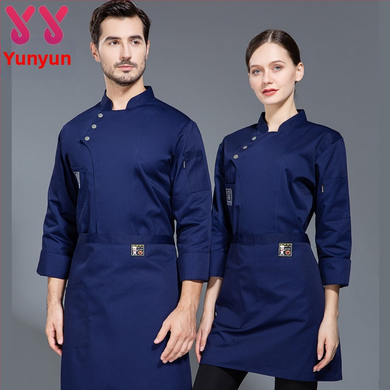 Кетъринг, печене, работно облекло за готвач, мъжки, с дълъг ръкав, есенен хотелски кухненски костюм, удебелени дрехи, дамски, размер XL