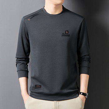 2024 Есенна нова стилна мъжка блуза с качулка, младежка, с кръгло деколте, ежедневна, универсална, с принт, дишаща, базова риза с дълъг ръкав, мъжка партида