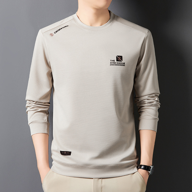 2024 Őszi Új Stílusú Férfi Kapucnis Pulóver Ifjúsági Kerek Nyakú Hétköznapi Sokoldalú Nyomtatott Lélegző Alapréteg Hosszú Ujjú Póló Férfi Készlet
