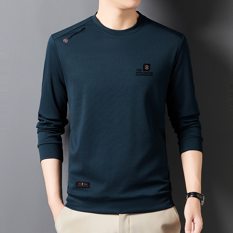 2024 Őszi Új Stílusú Férfi Kapucnis Pulóver Ifjúsági Kerek Nyakú Hétköznapi Sokoldalú Nyomtatott Lélegző Alapréteg Hosszú Ujjú Póló Férfi Készlet