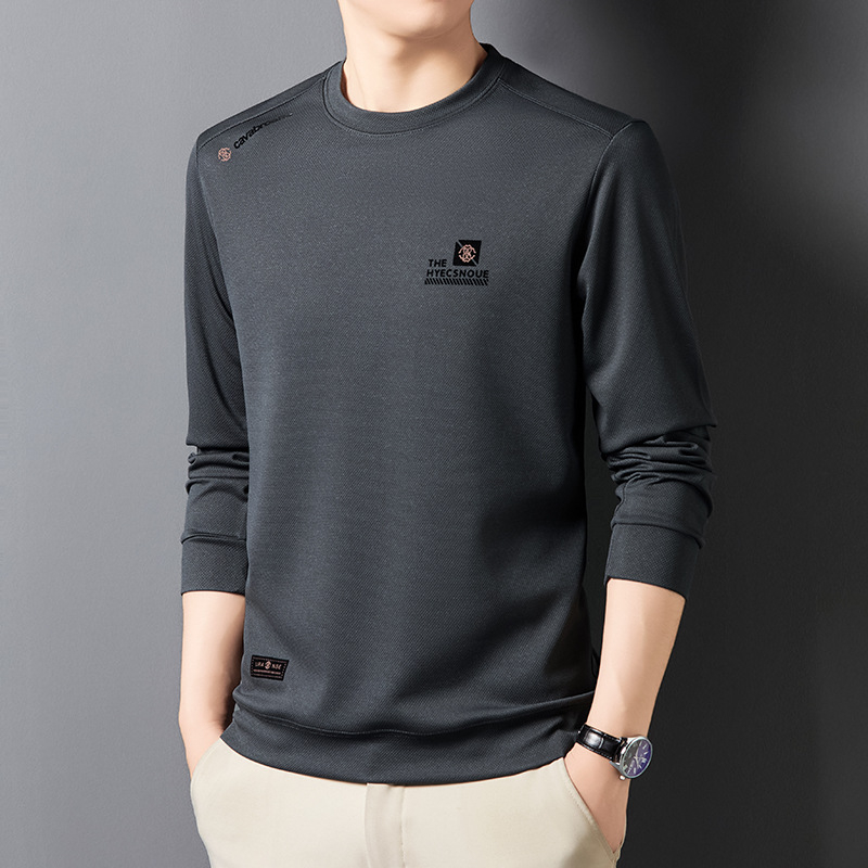 2024 Őszi Új Stílusú Férfi Kapucnis Pulóver Ifjúsági Kerek Nyakú Hétköznapi Sokoldalú Nyomtatott Lélegző Alapréteg Hosszú Ujjú Póló Férfi Készlet