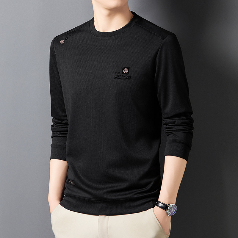 2024 Őszi Új Stílusú Férfi Kapucnis Pulóver Ifjúsági Kerek Nyakú Hétköznapi Sokoldalú Nyomtatott Lélegző Alapréteg Hosszú Ujjú Póló Férfi Készlet