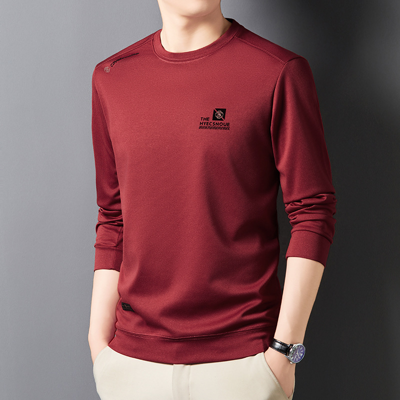 2024 Őszi Új Stílusú Férfi Kapucnis Pulóver Ifjúsági Kerek Nyakú Hétköznapi Sokoldalú Nyomtatott Lélegző Alapréteg Hosszú Ujjú Póló Férfi Készlet