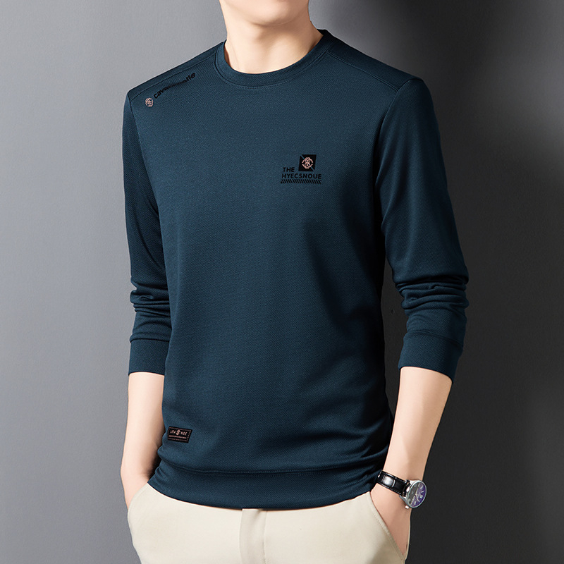 2024 Őszi Új Stílusú Férfi Kapucnis Pulóver Ifjúsági Kerek Nyakú Hétköznapi Sokoldalú Nyomtatott Lélegző Alapréteg Hosszú Ujjú Póló Férfi Készlet