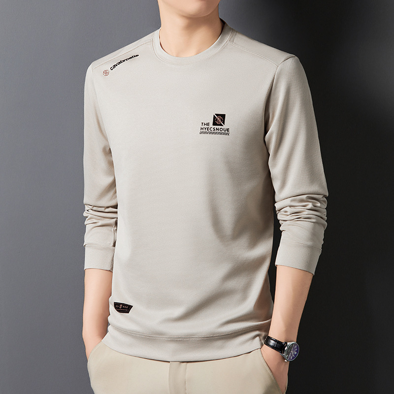 2024 Őszi Új Stílusú Férfi Kapucnis Pulóver Ifjúsági Kerek Nyakú Hétköznapi Sokoldalú Nyomtatott Lélegző Alapréteg Hosszú Ujjú Póló Férfi Készlet