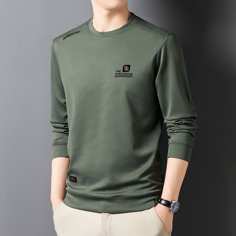 2024 Őszi Új Stílusú Férfi Kapucnis Pulóver Ifjúsági Kerek Nyakú Hétköznapi Sokoldalú Nyomtatott Lélegző Alapréteg Hosszú Ujjú Póló Férfi Készlet