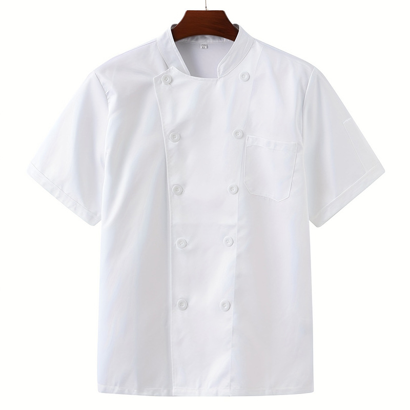 Vyriški virėjo darbo drabužiai trumpomis rankovėmis, viešbučio restorano virtuvės kepimo drabužiai, kišeniniai, kvėpuojantys, profesionalūs drabužiai