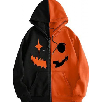 Европейски и американски трансграничен горещ дяволски 3D качулка американски винтидж жилетка с цип пуловер