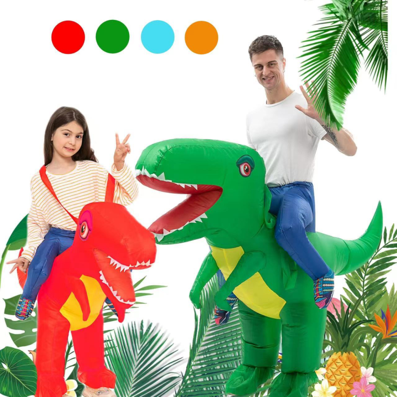 Pārrobežu lielgalvas riteņbraukšanas dinozaura piepūšamais kostīms Helovīnam Douyin tāda paša stila pieaugušo un bērnu piepūšamais kostīms pastaigu kalnam