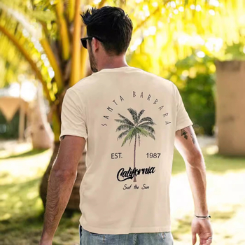 Amazon Foreign Trade meeste T-särk Galaphnia kookospalmi mustriga Euroopa ja Ameerika pluss-suuruses lühikeste varrukatega puhas puuvill Now