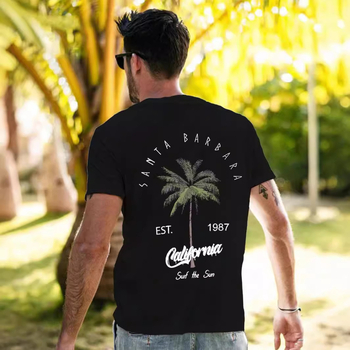 Amazon Foreign Trade meeste T-särk Galaphnia kookospalmi mustriga Euroopa ja Ameerika pluss-suuruses lühikeste varrukatega puhas puuvill Now