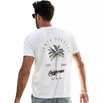 Amazon Foreign Trade meeste T-särk Galaphnia kookospalmi mustriga Euroopa ja Ameerika pluss-suuruses lühikeste varrukatega puhas puuvill Now