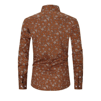 Трансгранични експлозии 2023 Нова щампована мъжка риза с дълъг ръкав и ревер с щампа за външна търговия