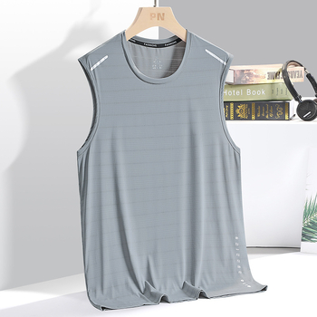 Didelio dydžio šilko liemenė vyrams, vasariniai, prakaitą sugeriantys, kvėpuojantys, be rankovių marškinėliai, vėsūs, laisvi, „Tide“ prekės ženklo sportiniai marškinėliai, didmeninė prekyba.