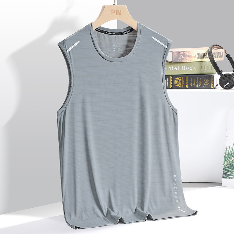 Didelio dydžio šilko liemenė vyrams, vasariniai, prakaitą sugeriantys, kvėpuojantys, be rankovių marškinėliai, vėsūs, laisvi, „Tide“ prekės ženklo sportiniai marškinėliai, didmeninė prekyba.