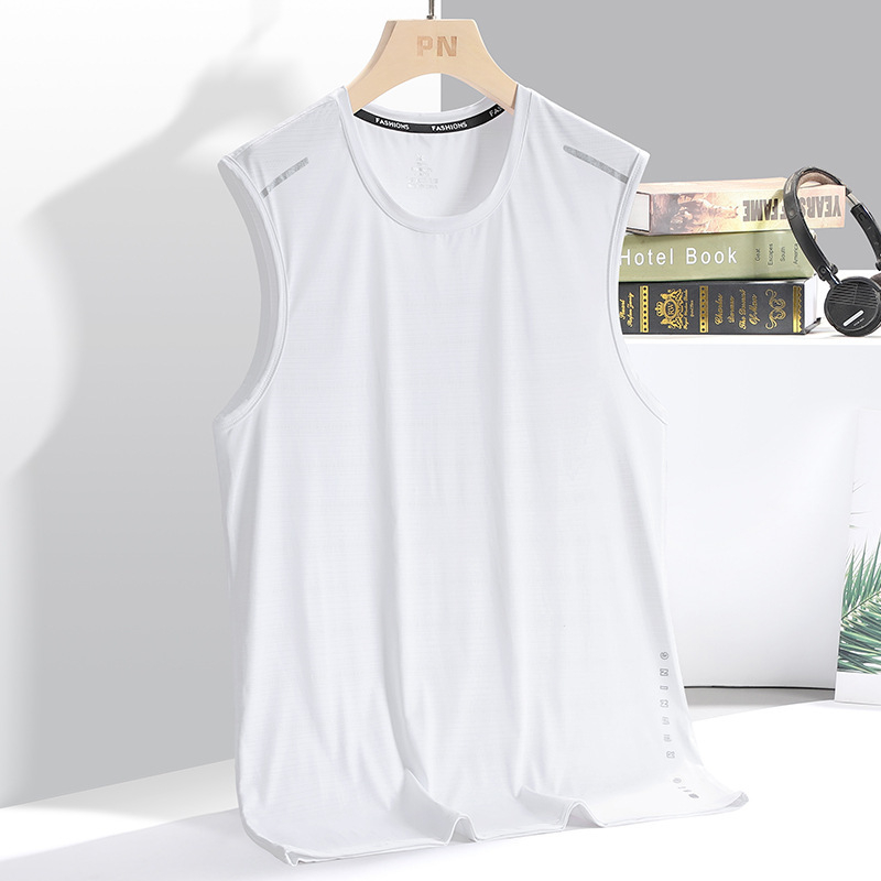 Didelio dydžio šilko liemenė vyrams, vasariniai, prakaitą sugeriantys, kvėpuojantys, be rankovių marškinėliai, vėsūs, laisvi, „Tide“ prekės ženklo sportiniai marškinėliai, didmeninė prekyba.