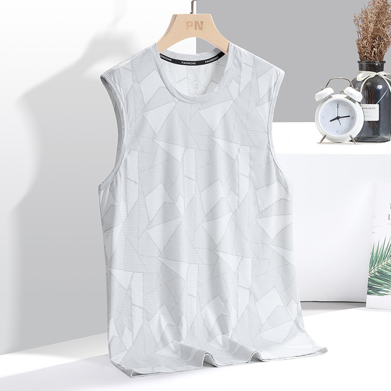 Didelio dydžio šilko liemenė vyrams, vasariniai, prakaitą sugeriantys, kvėpuojantys, be rankovių marškinėliai, vėsūs, laisvi, „Tide“ prekės ženklo sportiniai marškinėliai, didmeninė prekyba.