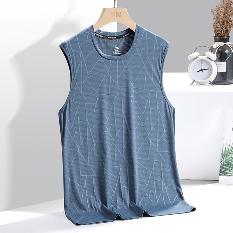 Didelio dydžio šilko liemenė vyrams, vasariniai, prakaitą sugeriantys, kvėpuojantys, be rankovių marškinėliai, vėsūs, laisvi, „Tide“ prekės ženklo sportiniai marškinėliai, didmeninė prekyba.