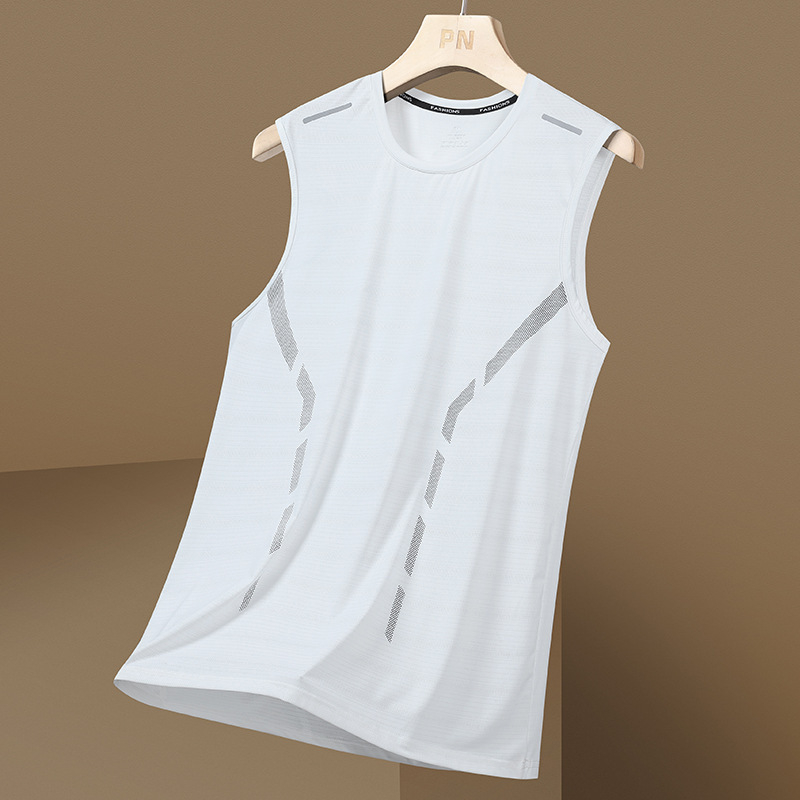 Didelio dydžio šilko liemenė vyrams, vasariniai, prakaitą sugeriantys, kvėpuojantys, be rankovių marškinėliai, vėsūs, laisvi, „Tide“ prekės ženklo sportiniai marškinėliai, didmeninė prekyba.